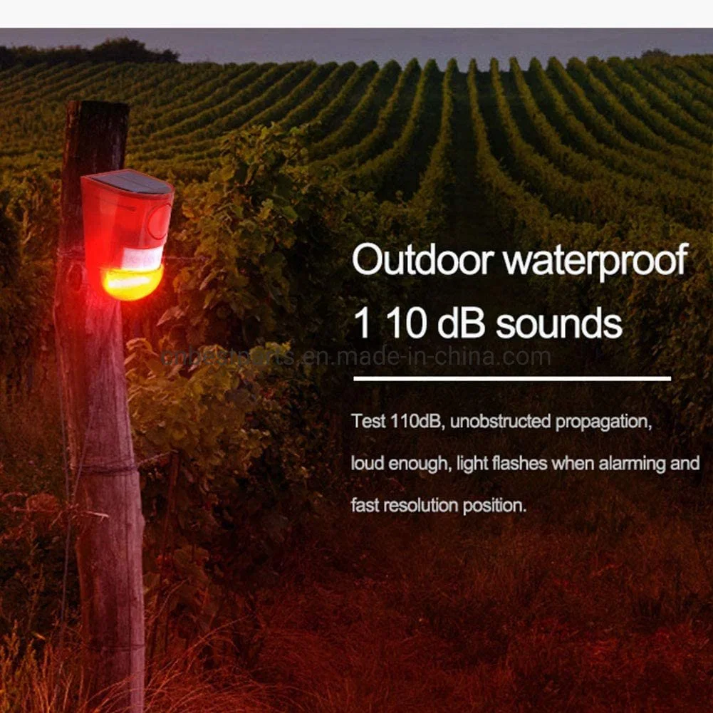 Outdoor Emergency Alarm Warning LED Wall Lighting Solar Powered Sound Security Alarm Strobe Lamp for Home Villa Farm Hacienda Apartment Solar Alarm Light