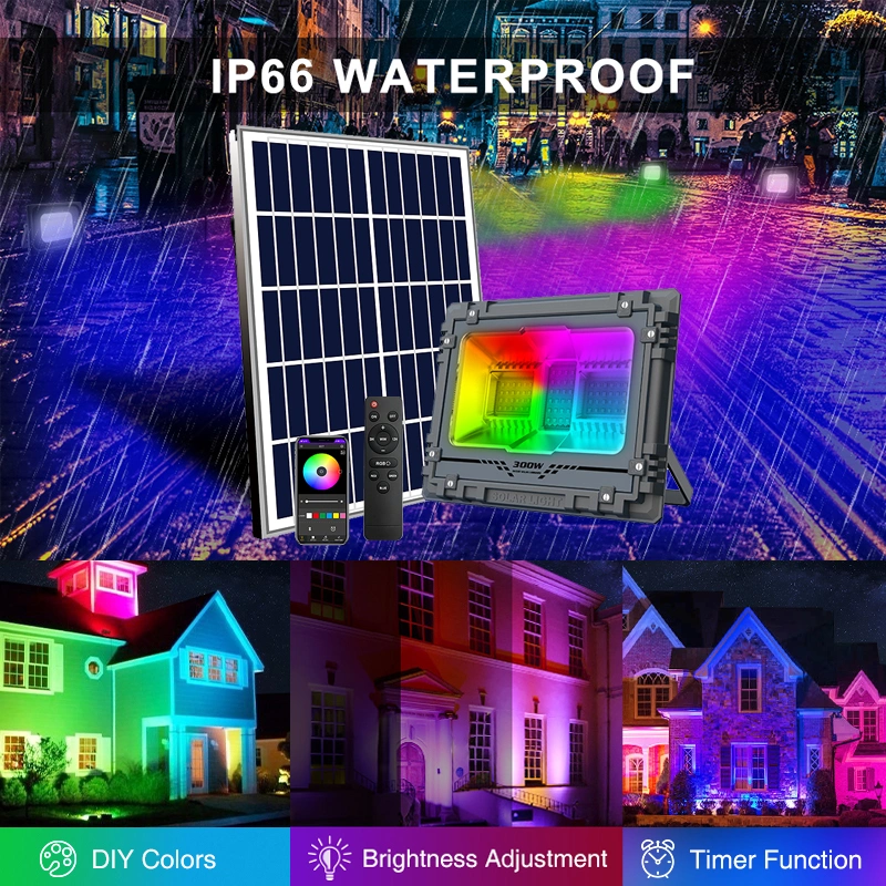 RGB Flood Lights 300W 500W 800W Solar Lights Outdoor Waterproof High Quality