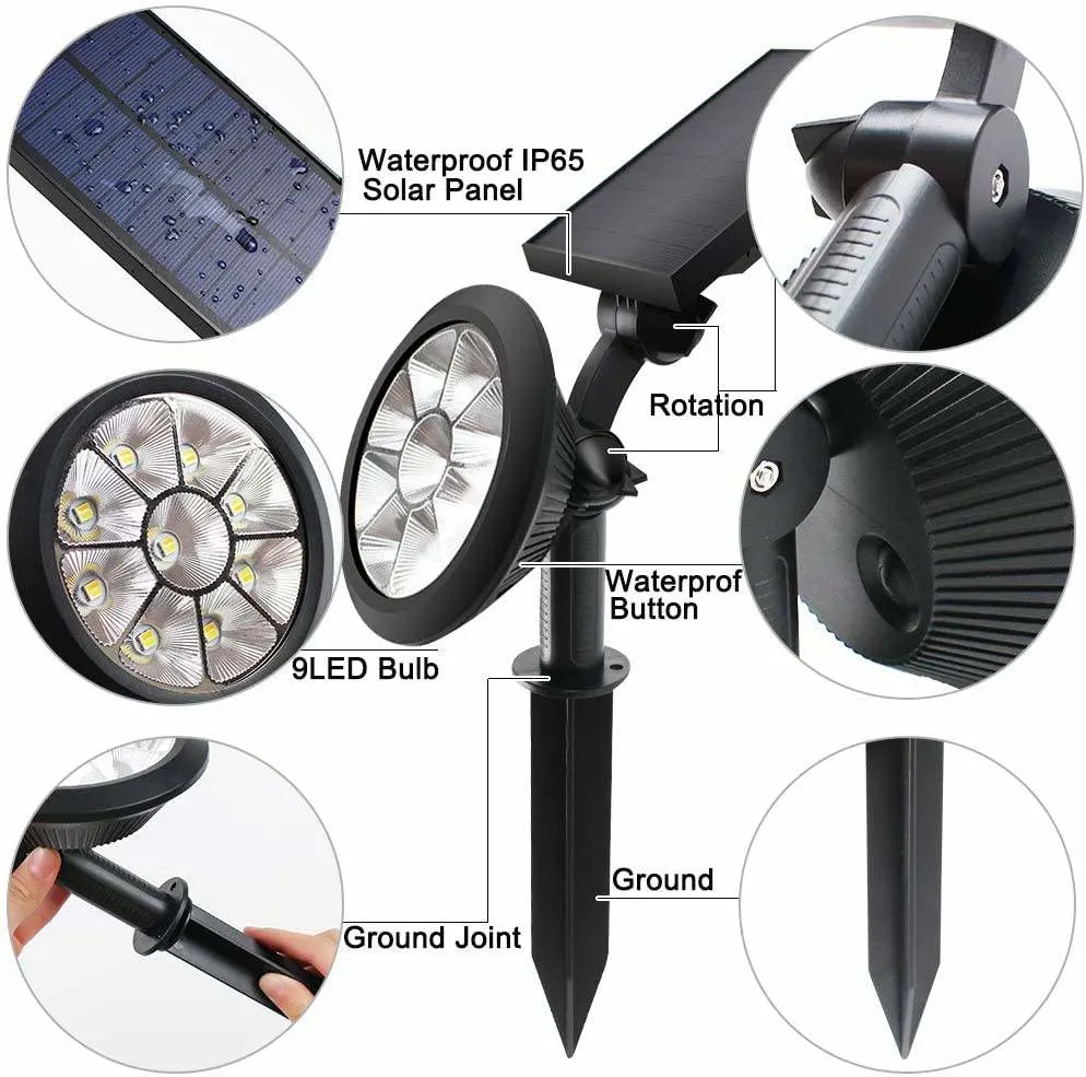 RGB Color Changing 2 in 1 Wall Mounted Outdoor Solar Powered Spotlights