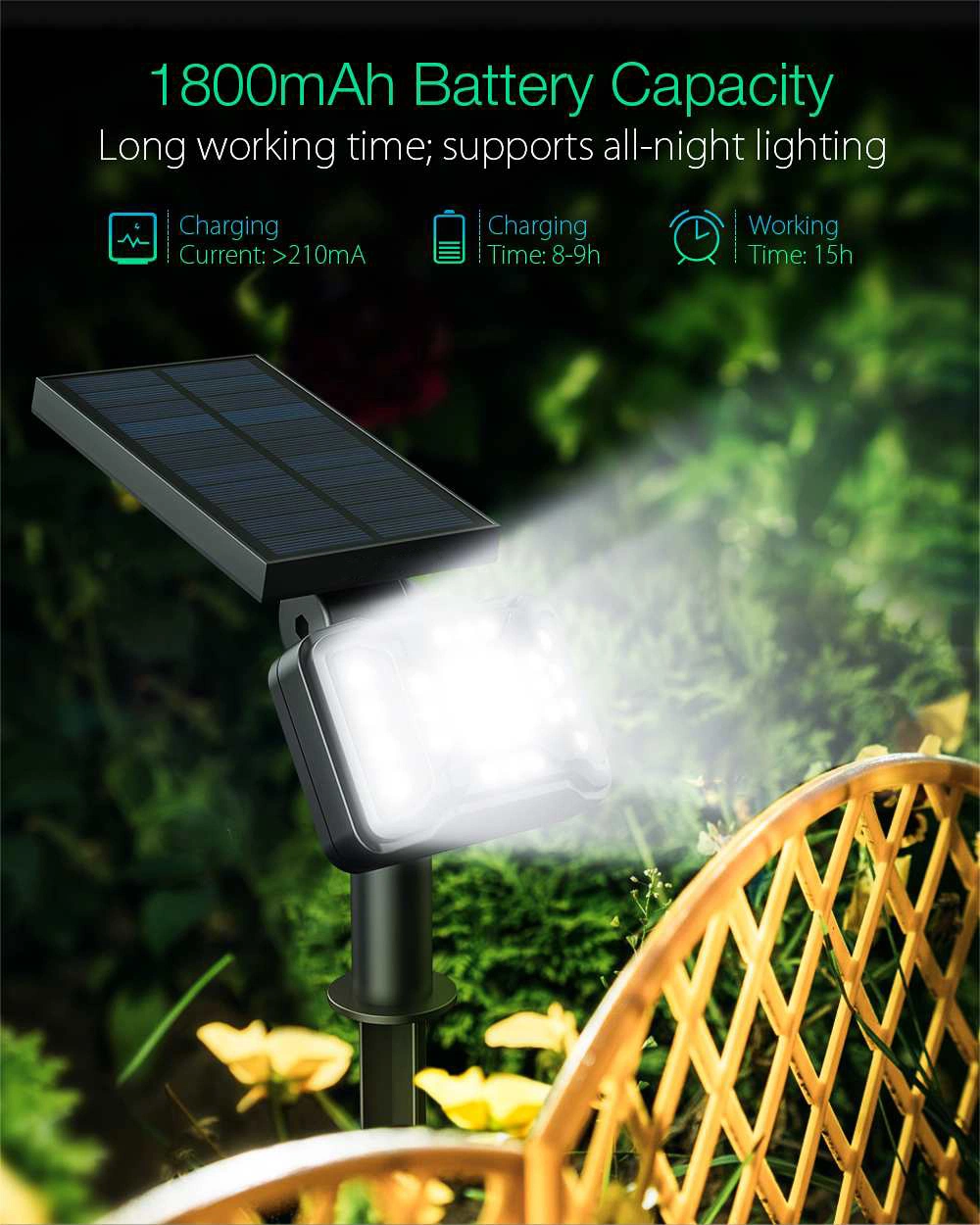 21 LED Outdoor Solar Garden Light Lamps Waterproof Solar Landscape Spot Lights 2-in-1 Outdoor Wall Spotlight