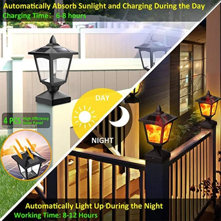 IP66 Waterproof Outdoor Torch Light Wall Metal Lamp Lantern Hanging Decorative Solar Flame Light