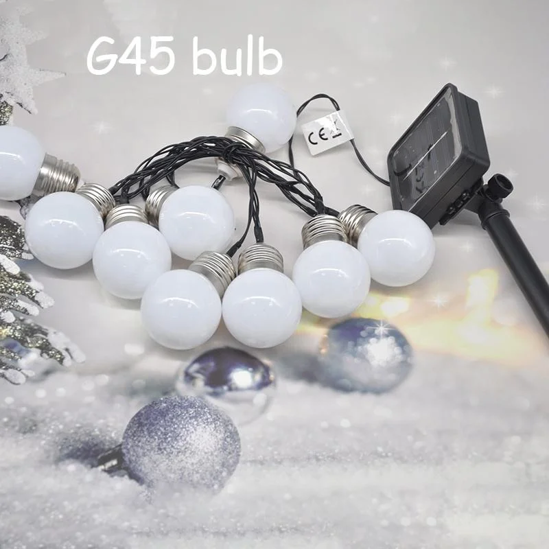 Christmas Outdoor Decoration G45 Threaded Bulb Solar Panel Powered LED String Light