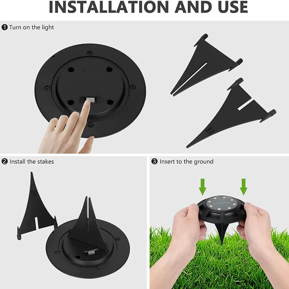 Bright in-Ground Lawn Landscape Lamp LED Solar Ground Lights