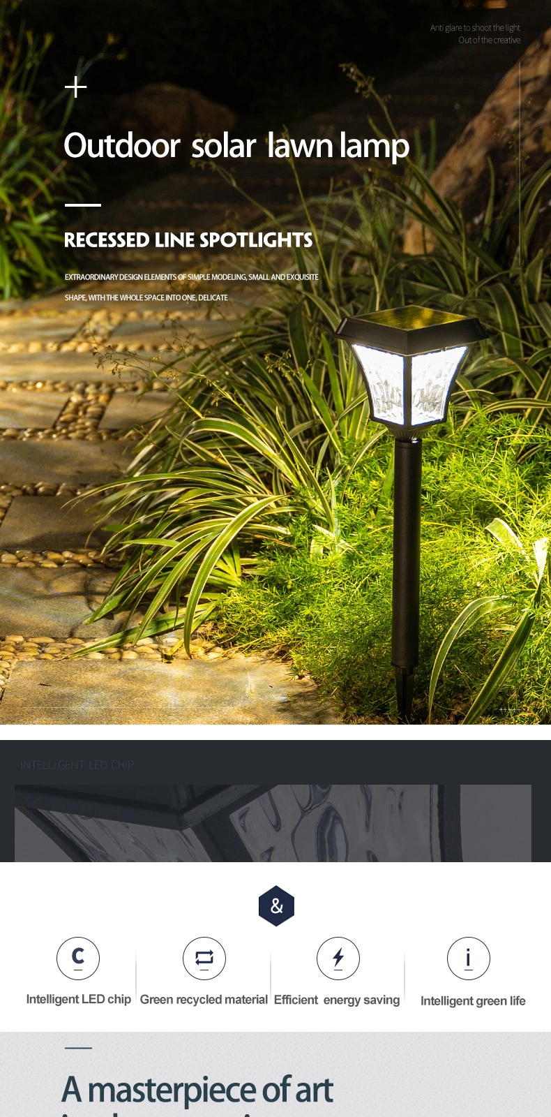 LED Garden Square Light Exterior Landscape Solar Fairy Lights Outdoor