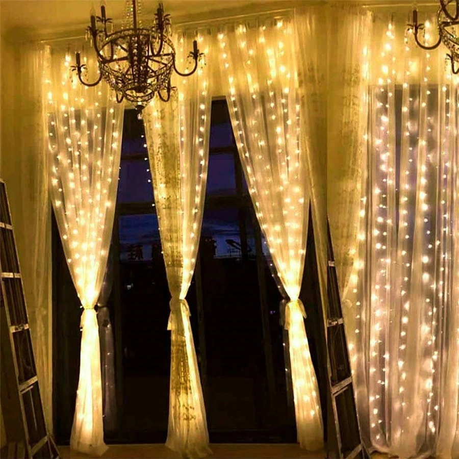 LED Solar Powered Window Curtain String Light