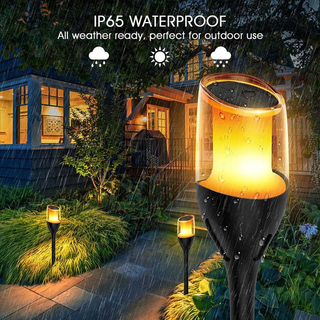 Hot Selling Modern Design LED Solar Flame Rechargeable Garden Waterproof Outdoor Light