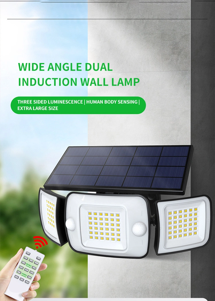 Solar Induction Wall Lamp with Three Sides Emitting Intelligent Outdoor Courtyard Solar Light