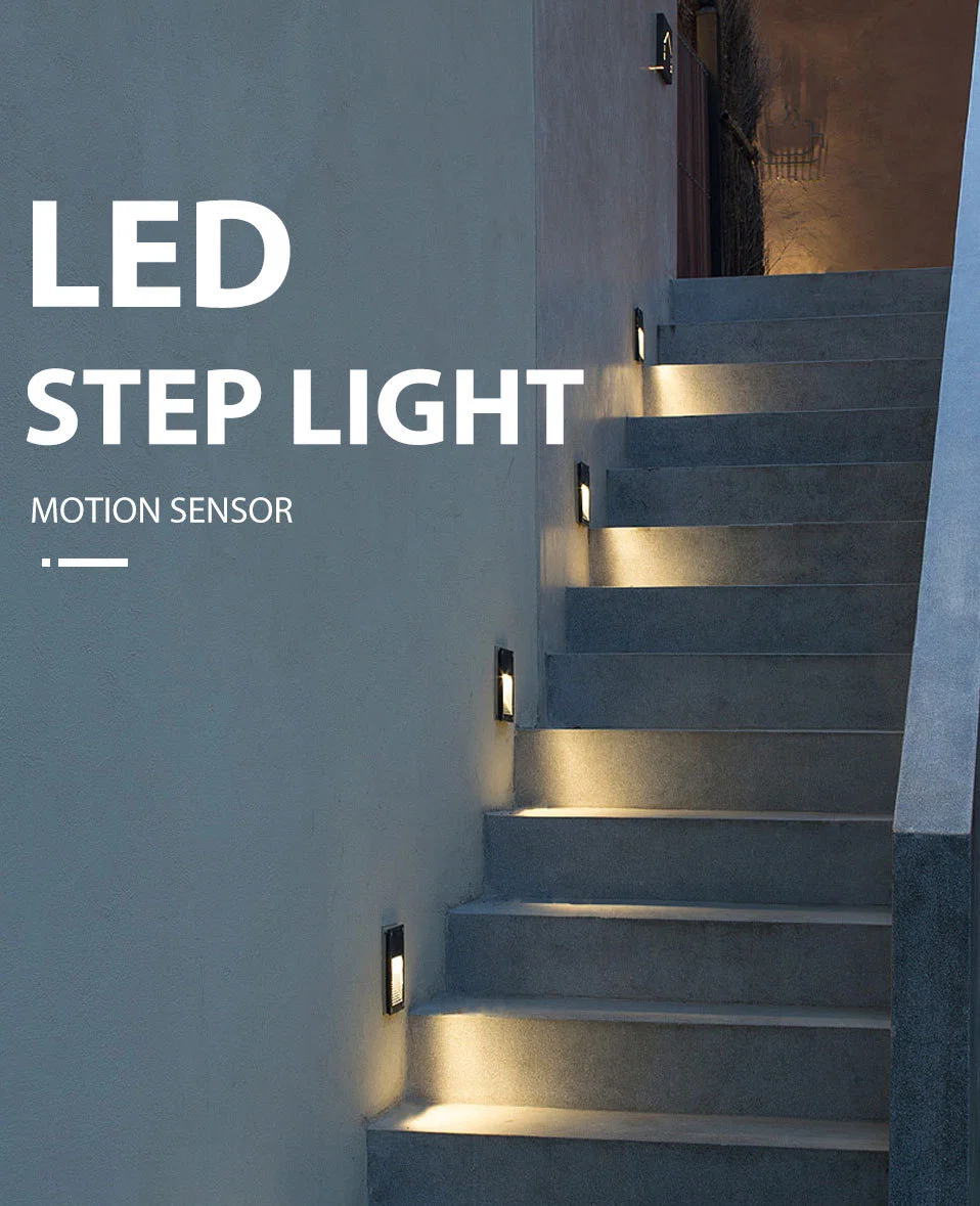 3W Stainless Steel Exterior Waterproof LED Rectangular Wall Recessed Stair Corner Step Light