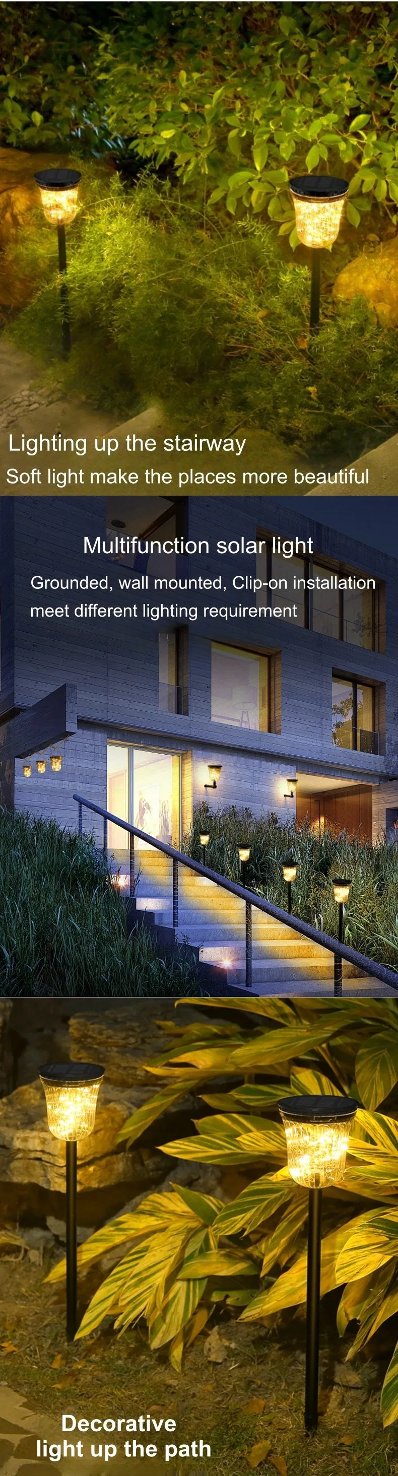 Outdoor Landscape LED Garden Lamp Waterproof Lawn Ground Inserted Courtyard Solar Lights