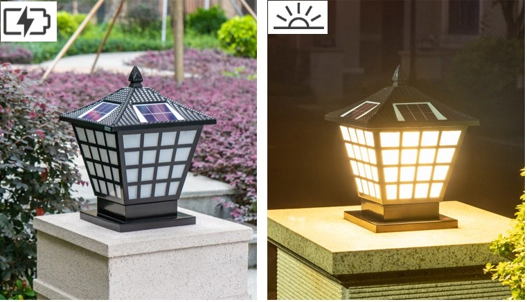 Multiple Color Outdoor Post Garden Gatedoor LED Solar Pillar Light with The Remote Control Zf-Ol-046