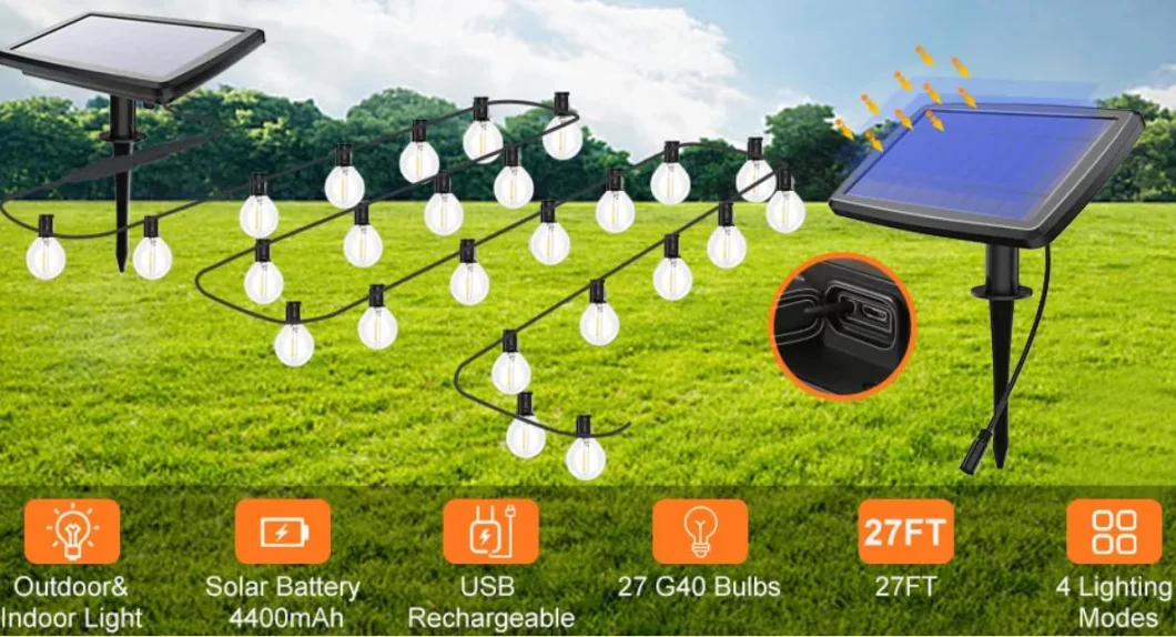 High Quality Filament 50FT 15meter LED Solar Lamp Bulb for LED String Lights