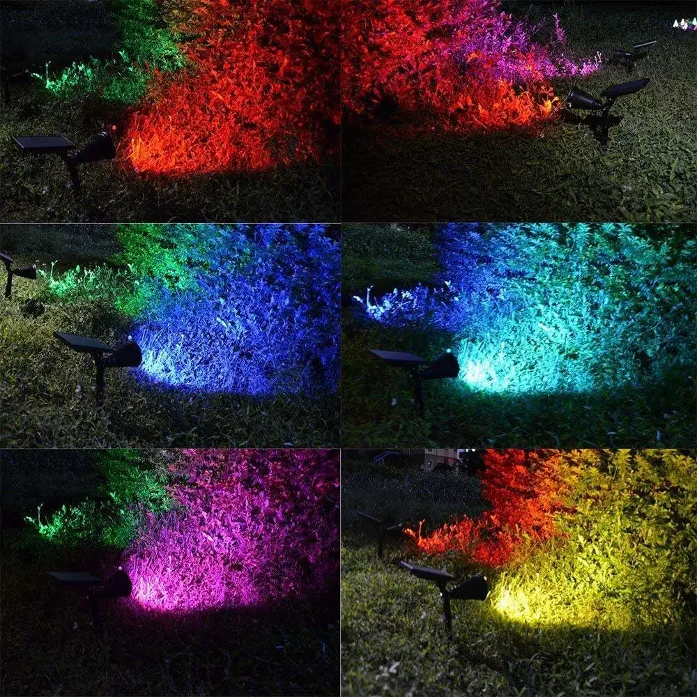 RGB Color Changing 2 in 1 Wall Mounted Outdoor Solar Powered Spotlights