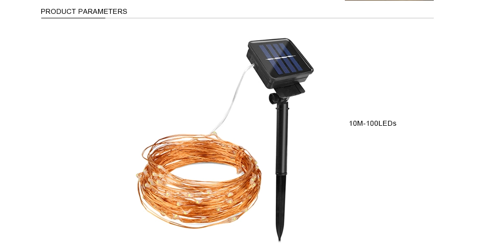 8 Modes Waterproof Outdoor Copper Wire LED Lamp String Light Solar Powered Christmas Fairy Lights for Tree Home Garden Wedding Decoration
