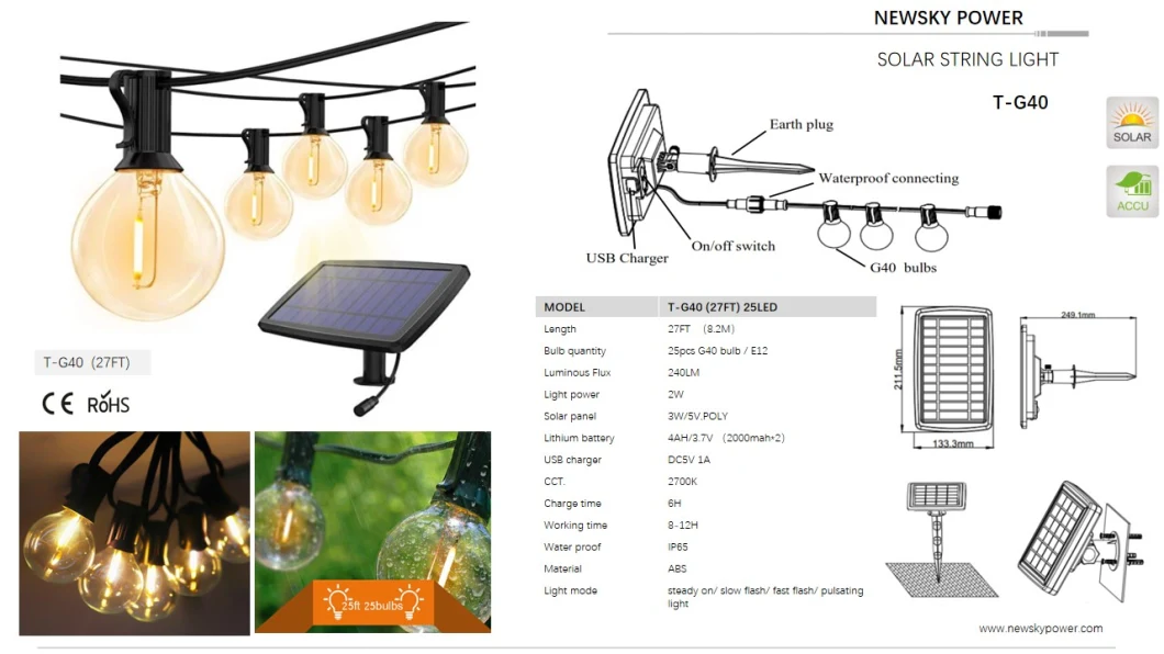 Factory Supplier 10m Outdoor Waterproof IP65 Single Color Solar LED Strip Garden Christmas Holiday Landscape Decorative Light