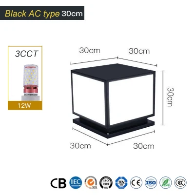  Luce esterna a energia solare IP65 300*300mm colonna d&prime;ingresso impermeabile Giardino Luci