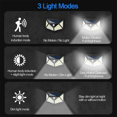 PIR Sensor Motion Induction lampada solare impermeabile per illuminazione da giardino domestica Lampada da parete per cortile esterno