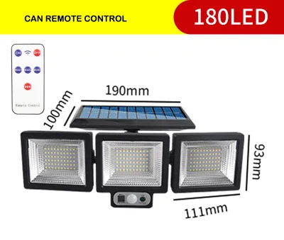  Luce con sensore di movimento impermeabile 180COB LED Solar Spotlight da giardino Lampada da strada a muro a energia solare