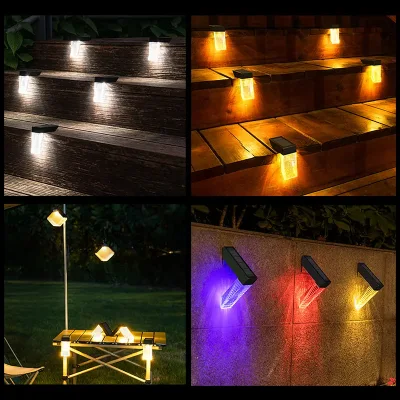 Esterno solarium luce solare luce solare RGB decorazione sfumata Stair Fence Lampada ad angolo retto