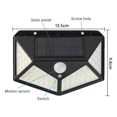 Visualizza immagini più grandi Aggiungi a Comparesharehigh qualità Prezzo basso Outdoor Solar Lampada da giardino alimentata a 100 LED impermeabile sensore di movimento parete solare Luci da giardino