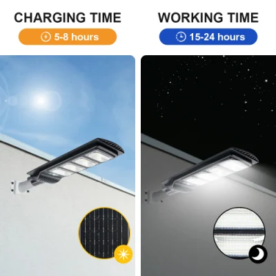 Illuminazione esterna in alluminio personalizzata per esterni con proiettore da giardino impermeabile IP67 50 W, 100 W, 150 W, 200 W, LED bifacciale automatico all-in-one Luce solare stradale