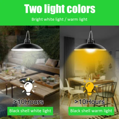 Lampada a sospensione solare impermeabile IP65, doppia testa, per esterni, con lampo per interni Cavo per Garden Yard