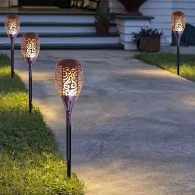  Torcia solare torcia LED Tiki per esterni con fiamma sfarfallante Luce decorativa impermeabile per vialetti da giardino con accensione automatica disattivata Tramonto a Dawn Wyz17492