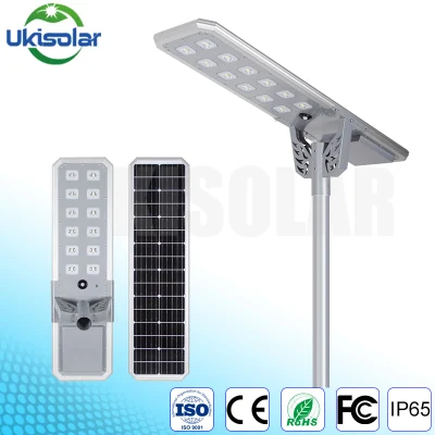  Lampada solare Ukisolar da giardino 30W 40W 60W 80W 100W 120W luce stradale a LED all in one con controller MPPT, batteria LiFePO4 e pannello mono