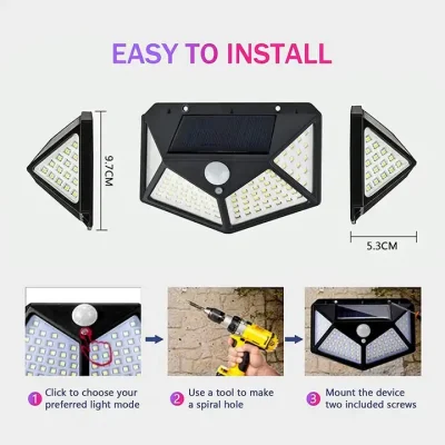 PIR Sensor Motion Induction lampada solare impermeabile per illuminazione da giardino domestica Lampada da parete per cortile esterno