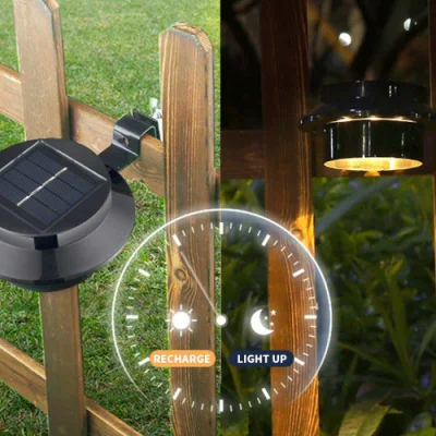 Lampada da parete impermeabile 3LED luce solare disco Gutter da giardino