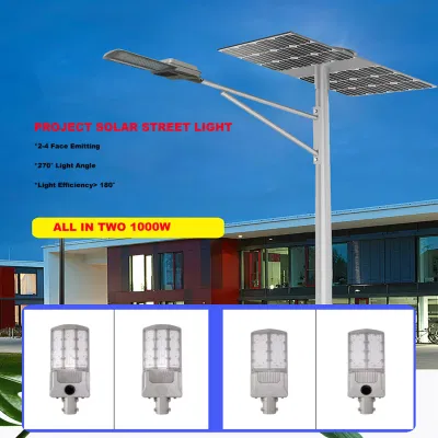 Lampada da esterno da 500 W con illuminazione stradale solare, proiettore LED di sicurezza IP67 da tramonto a alba con asta di montaggio per telecomando e staffa per giardino, campo, parcheggio