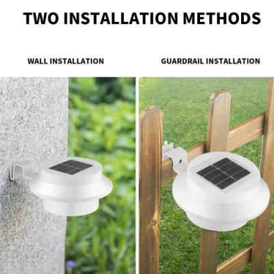 Lampada da parete impermeabile 3LED luce solare disco Gutter da giardino