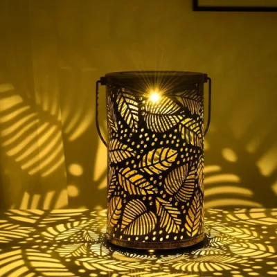  Metallo foglia modello luci lampada solare Hanging Lanterna Giardino esterno Ci20935