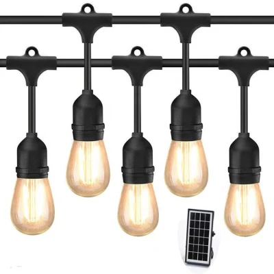 Luci solari da esterno S14 da 48 FT alimentate da giardino con luci a corda con Lampadine LED Edison