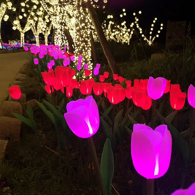  Decorazioni all&prime;aperto di alta qualità per matrimoni, luci a LED a tulipano di Natale Super Luci da giardino a LED solari brillanti impermeabili