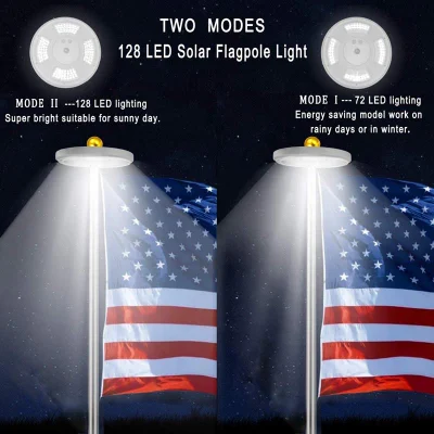 128 LED luce solare flagpole esterno Giardino portatile tenda Camping Lanterna Hanging