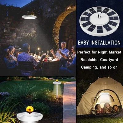 128 LED luce solare flagpole esterno Giardino portatile tenda Camping Lanterna Hanging