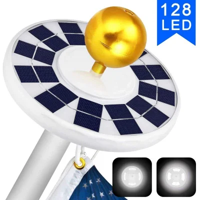128 LED luce solare flagpole esterno Giardino portatile tenda Camping Lanterna Hanging