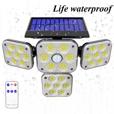 Sensore di movimento LED per esterni con 180 luci solari a LED impermeabili IP65 Luci 4 testine luci di sicurezza ad alimentazione solare 6500K regolabili extra larghe