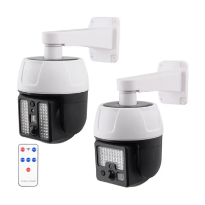 Potente LED per esterni Simulazione di luce solare monitoraggio Fake Camera Solar Riflettore con sensore di movimento a parete per induzione del corpo umano