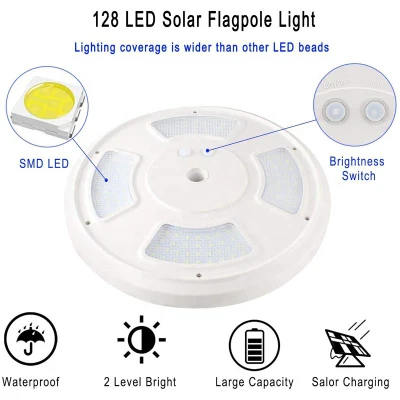 128 LED luce solare flagpole esterno Giardino portatile tenda Camping Lanterna Hanging