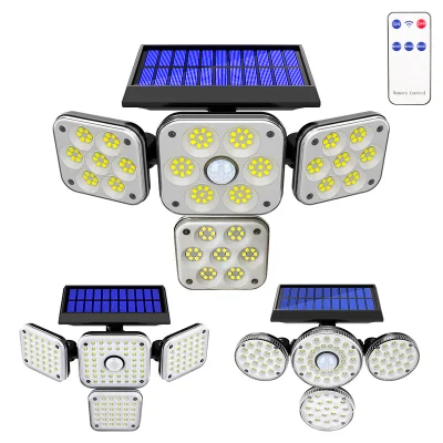 Sensore di movimento LED per esterni con 180 luci solari a LED impermeabili IP65 Luci 4 testine luci di sicurezza ad alimentazione solare 6500K regolabili extra larghe