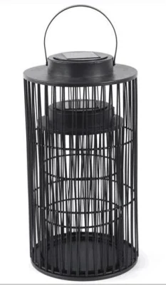  2in1 Outdoor Rattan Hanging Lanterna bianca calda per Party LED Lanterna solare in rattan