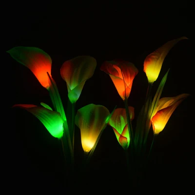  Luce a palo da fiore a LED ricaricabile a energia solare Calla Lily per Giardino esterno patio percorso portico cortile Bl16586