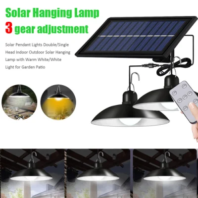 Lampada a sospensione solare impermeabile IP65, doppia testa, per esterni, con lampo per interni Cavo per Garden Yard