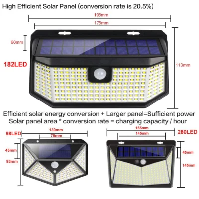  Sicurezza wireless per esterni sensore di movimento luce stradale a energia solare Lampada da parete a LED da giardino per gradini