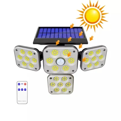 Sensore di movimento LED per esterni con 180 luci solari a LED impermeabili IP65 Luci 4 testine luci di sicurezza ad alimentazione solare 6500K regolabili extra larghe
