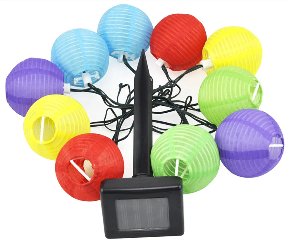 Chinese LED Flame Light Hanging Garden Lighting Solar Power Paper Lamp String Lanterns