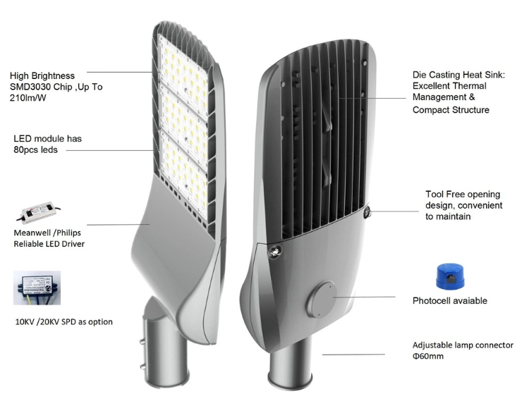 Outdoor LED Street Light LED Solar Street Lamp Waterproof Security Flood Light IP66 Commercial High Brightness Powered Street Light