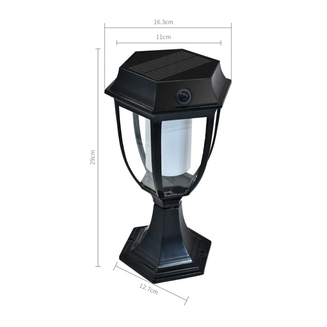 New Best Modern ABS LED Gate Solar Powered Pillar Flame Post Lights