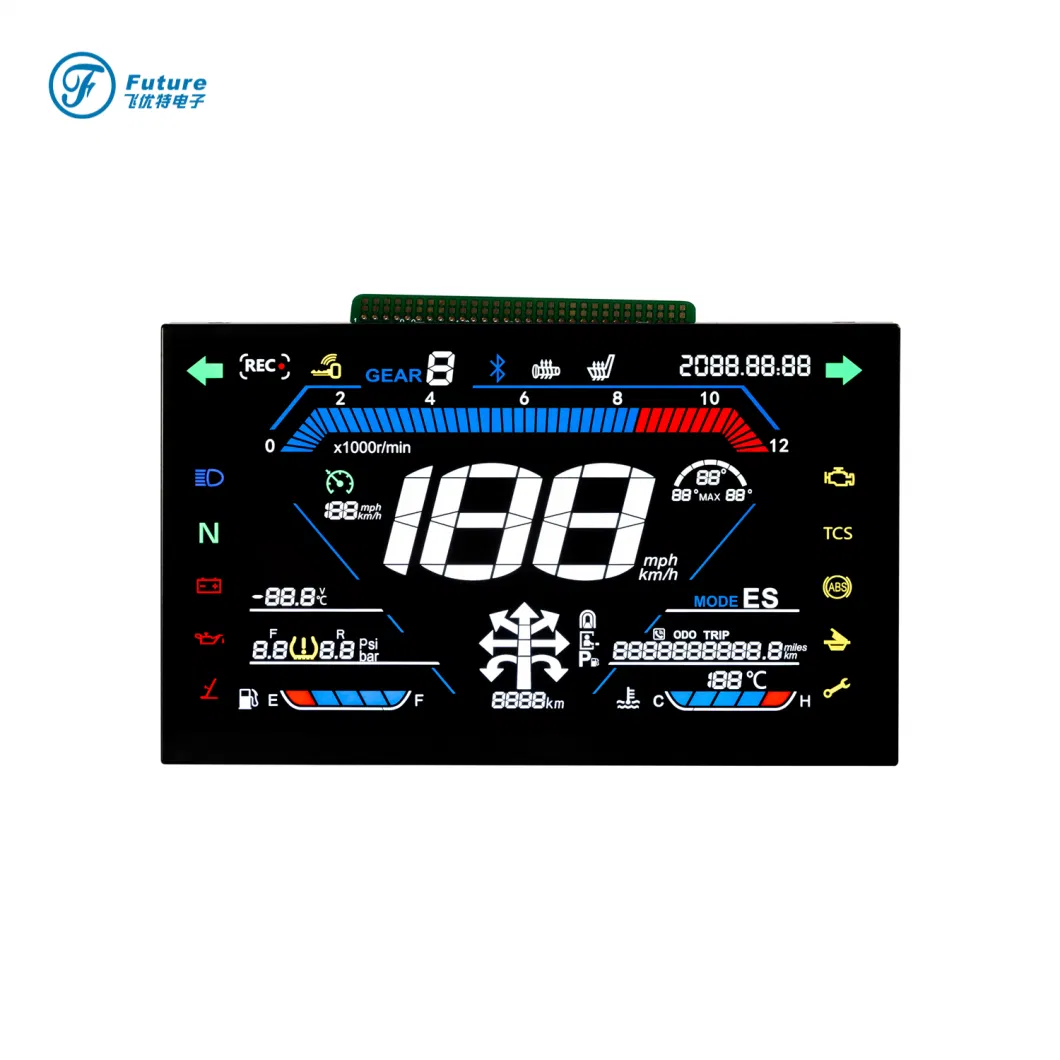 7 Inch Sunlight Readable Mono LCD Display Va Cog Segment LCD Module for Motorcycle
